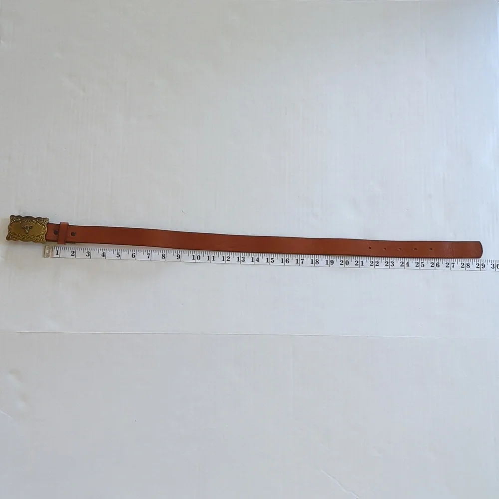 Vintage Chaucer Harness Leather Belt w/Western Buckle 26 Brown FLAW